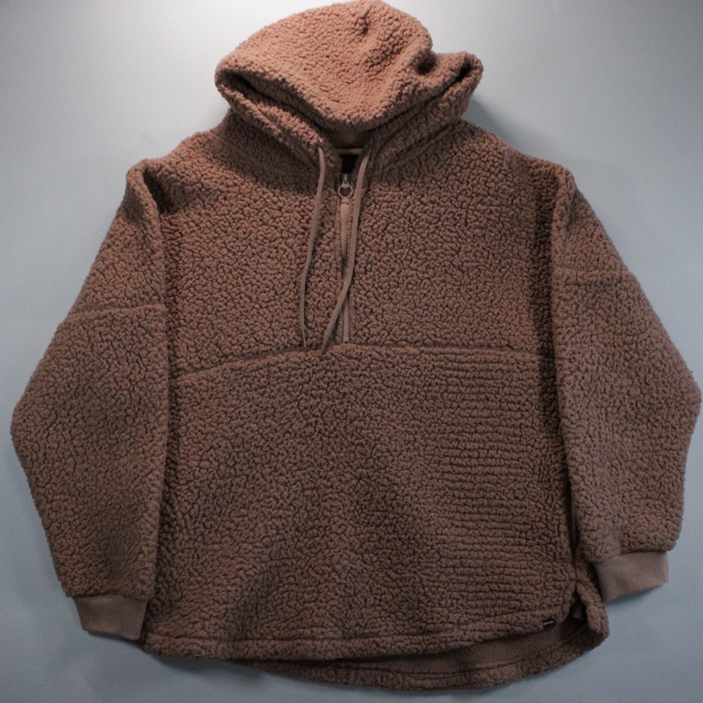 Pink Victoria's Secret Sherpa Fleece Quarter Zip Hoodie Brown Large 1175